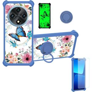 jioeuinly for UMIDIGI G100A Case Compatible for UMIDIGI G100 Phone Case Cover [with Tempered Glass Screen Protector][No Fit 5G][Hard PC + Soft Silicone][Ring Support] [Luminous Effect] YGL-LHD