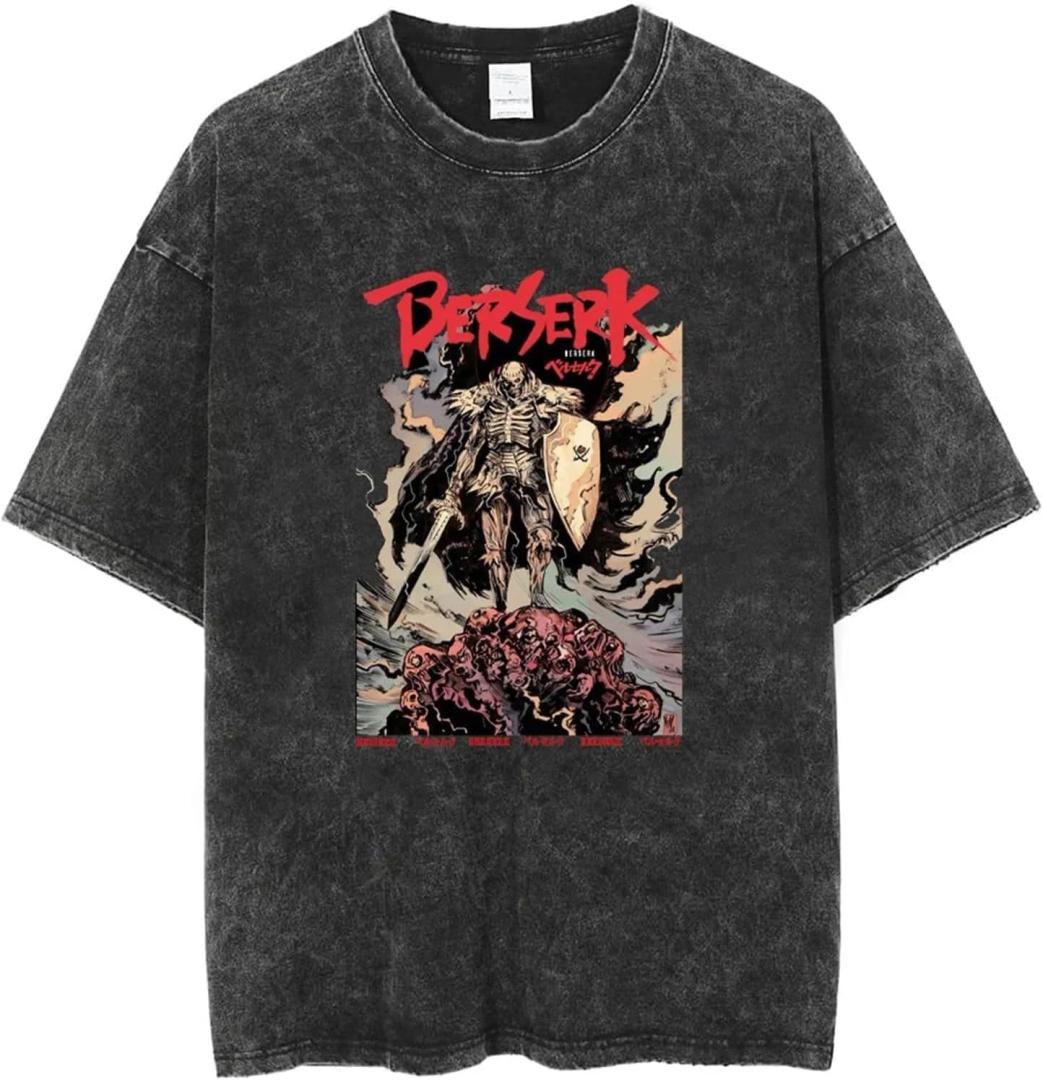Y2K Tops Summer Casual Tee Streetwear Berserk Top Tshirt (Medium)