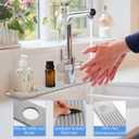 Stone Faucet Mat for Kitchen Sink- 15.6''x 3.9''Diatomite Fast-Drying Faucet Mat, Super Water Absorbing Stone Tray for Sink,Faucet Splash Guard for Bathroom Counter (Gray)