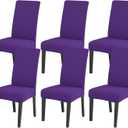 JQinHome Dining Chair Slipcover, High Stretch Removable Washable Chair Seat Protector Cover Set of 6,Chair Covers for Dining Room, Kitchen,Home Party,Wedding Ceremony(Purple, 6PC)
