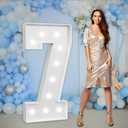 Imprsv Marquee Numbers Large 7th-Birthday Decorations: 4ft Light Up Number Party Decor 7 Year Old Girl and Boy Birthday Decoration Backdrop Anniversary Cardboard Big Mosaic Balloon Frame Number 7