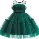 12M-6T Baby Girls Christmas Ruffle Ball Tutu Gown Wedding Party Lace Dresses (Green)