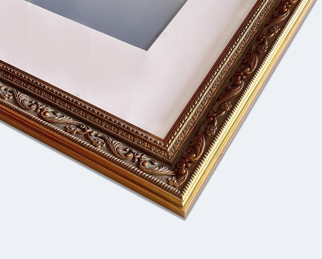 16 x 20 Inch Antique Gold Picture Frame Matted to Display a 11 x 14 Inch Photo (16x20)