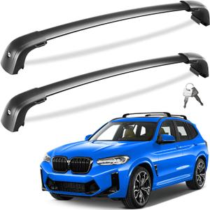 Lockable 220lbs Roof Rack Cross Bars Compatible with BMW X3 G01 2018 2019 2020 2021 2022 2023 2024 2025, Heavy Duty Aluminum Roof Rails Crossbars Black Snowboard Rooftop Cargo Carrier Luggage