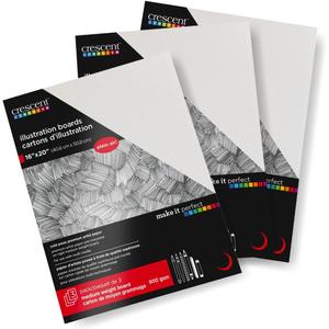 Crescent Creative Illustration Board 16x20, 3 Sheets, Cold Press Surface for Colored Pencil and Graphite | Acid-Free, pH Neutral, Rigid Medium Weight Board