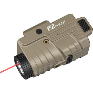 EZshoot 800 Lumens Pistol Light Laser Combo Rechargeable, Pistol Flashlight with Slidable Rail Compatible with Glock and Picatinny Rail, Gun Light with Red Laser Beam, Desert Tan