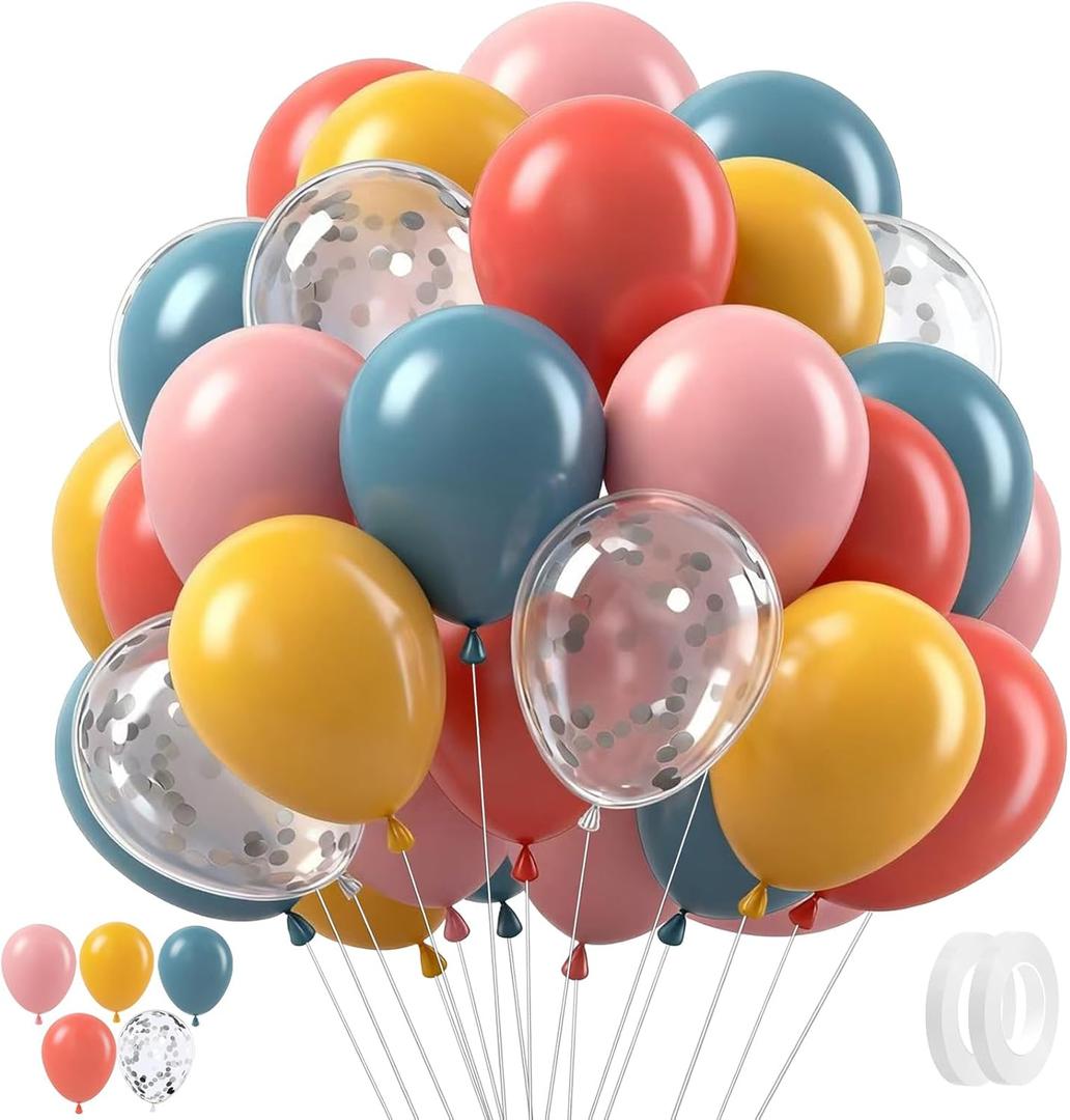 3 x 50PCS Nile Blue, Lemon Yellow, Silver Sequins Latex Balloons Birthday Decorations, 12 Inch Balloons, Perfect for Birthday Party, Friend Get-Together, Park, School, Nostalgic Party Decorations (A-5)