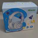 iClever BTH12 Kids Bluetooth Headphones,Colorful LED Lights Kids Headphones Wireless,74/85dBA Safe Volume,85H Playtime,Fast Charging,Bluetooth 5.2,Over Ear,Builtin Mic for iPad/Tablet/Airplane,Blue