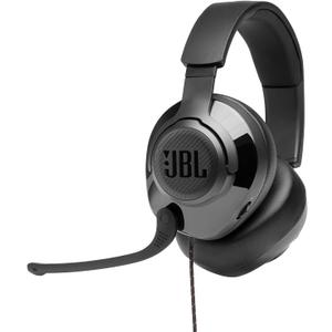 JBL Quantum 200 - Wired over-ear gaming headset with Voice focus directional flip-up mic and memory foam ear cushions (Black) (Large)
