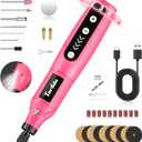 Cordless Rotary Tool Kit, 3.7V 2.0Ah Rechargeable Battery, 18000RPM 5-Speed Multi Power Carving Tools, 31Pcs Accessories, Engraving, Sanding, Grinding, Polishing, Carving, Etching, DIY-Pink
