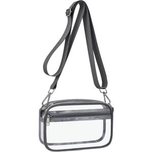 Bagenius Clear Bag for Stadium Events Clear Purse with Removable Strap Transparent Handbag for Concert and Sport Events (Grey)
