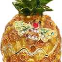 Hand Painted Enamel Pineapple Trinket Box, Hinged Jewelry Organizer Mini Ring Earrings Storage, Unique Home Decor Figurine Keepsake Collectible, Personalized Elegant Handmade Ornament (Pineapple)
