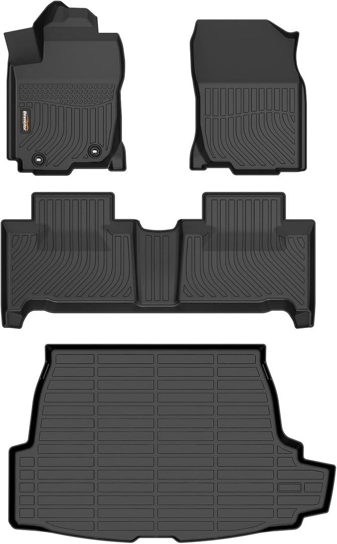 Binmotor-for Toyota RAV4 Hybrid 2013-2018 Floor Mats & Cargo Liner Set, Includes 1st+2nd+Rear Trunk Mat, All Weather Car Mat for RAV4 Accessories Rubber Mats TPE Cargo Mat