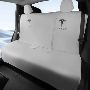 for Tesla Model Y Rear Seat Cover Dogs Protector Covers Kit Mats,Neoprene Waterproof,Sweat, Odors, Spills & Pets - Odor-Resistant,Easy to Clean Athletic Car Seat Protector (white)