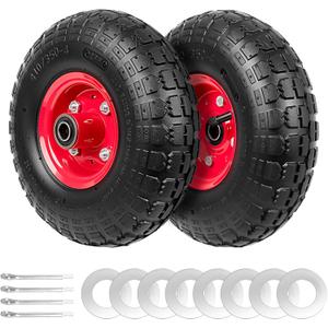 4.10/3.50-4 Tire and Wheel, 10" Air-Filled Tires Wheels with 5/8" Axle Bore Hole for Hand Truck, Garden Cart, Wagon, Dolly, Generator, Trolley, 2 Pack Utility Cart Wheels