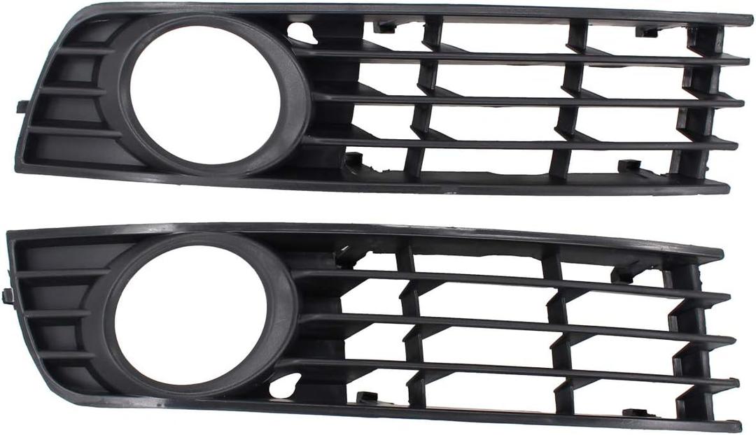 NewYall Set of 2 Front Left Driver and Right Passenger Side Bumper Fog Light Lamp Cover Grille Grill Assembly for Audi A4 2002-2005, A4 Quattro 2002-2005, S4 2004-2005