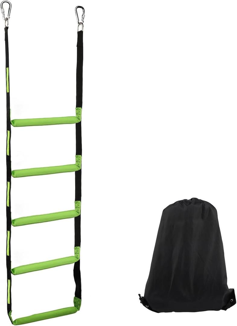 Boat Rope Ladder, Heavy Duty 550lbs Strength Climbing Marine Rope Ladder with Reinforced Steps for Inflatable Boat, Pontoon Boat, Sailboat, Kayak, Motorboat, Canoeing(​Five-Step)