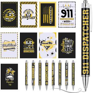 Resurhang 18 Pcs 911 Dispatcher Appreciation Gifts, 9 Dispatcher A5 Notebook Journals & 9 Inspirational Ballpoint Pens,Telecommunicator Week Gifts for First Responder, Emergency Worker, Police
