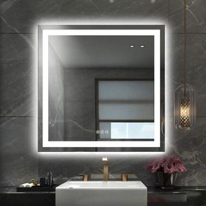 Amorho LED Bathroom Mirror 36"x 36" with Front and Backlight, Stepless Dimmable Wall Mirrors with Anti-Fog, Shatter-Proof, Memory, 3 Colors, Double LED Vanity Mirror (36"L x 36"W, Front and Backlit)