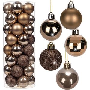 1.57" Bronze Christmas Balls Ornaments 40 Pcs Shatterproof Christmas Ornaments Set Matte Mini Bronze Ornament for Xmas Tree Halloween Holiday Party