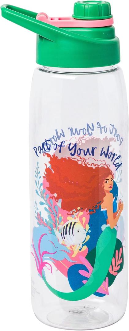 Silver Buffalo Disney The Little Mermaid Live Action Movie Ariel A Part of Your World Water Bottle With Screw-On Lid, 28 Ounces