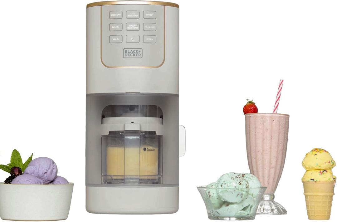 BLACK+DECKER Perfect Pint Ice Cream Maker for Homemade Frozen Treats, Gelato, Sorbet, Milkshakes, Frozen Yogurt, Light Ice Cream, Mix-Ins, Dairy-Free, Keto-Friendly Dessert Machine