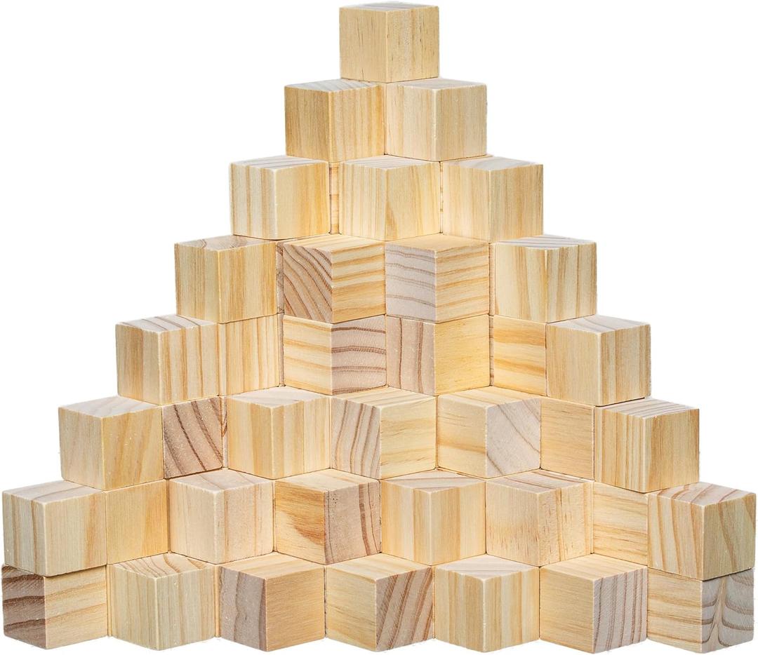 100 Pack Small Wood Cubes 1 Inch - Bulk Unfinished Wooden Squares for Mosaics, Architectural Modeling, Puzzle Making & Rustic Home Decor Projects