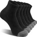 Lapulas 6 Pack Men's Ankle Socks Cotton Cushioned Athletic Running Socks for Women (Medium, Black)
