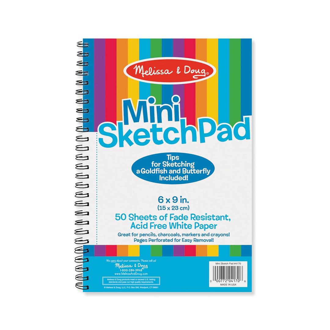 Melissa & Doug Mini Sketch Pad - 50 Spiral-Bound Blank White Pages, 6 Inches x 9 Inches