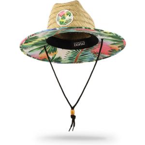 Zylioo Oversize XXL Straw Hat for Men,XL Women Wide Brim Lifeguard Hat,Large Beach Sun Hat UPF 50+ for Sun Protection (Green Leaf)