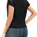 Womens Summer Tops Rolled Sleeve Shirts 2026 Fashion Round Neck Trendy Tunic Blouses (Black, M)
