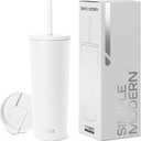 Simple Modern Insulated Tumbler with Lid and Straw | Iced Coffee Cup Reusable Stainless Steel Water Bottle Travel Mug | Gifts for Women Men Her Him | Classic Collection | 24oz | Winter White