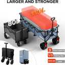 49" L Collapsible Extended Wagon with 500lbs Weight Capacity,300L Heavy Duty Sports Wagon,Big All-Terrian Wheels with Cup Holders,Cart for Sports,Grocery,Shopping(LightBlue)