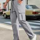 PLEPAN Men's Casual Cargo Pants Drawstring Hiking Workout Tactical Joggers Sweatpants for Men with Pockets (Gray, M)