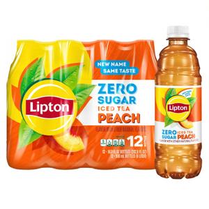Lipton Zero Sugar Iced Tea, Peach, 16.9 fl oz Bottles, (12 Pack) (EXP 12/07/26)