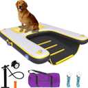 Inflatable Dog Water Ramp with Non-Slip Steps & D-Rings180 lbs Capacity,47.2"x37.4"x4", Portable Floating Ladder for Pool, Boat, Lake  Yellow