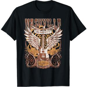 Nashville Tennessee Guitar Country Music City Guitarist Gift T-Shirt- CH Small
