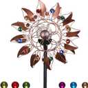 Solar Wind Spinner Multi-Color LED Lighting by Solar Powered Glass Ball with Kinetic Wind Aculptures Dual Direction Decorative Lawn Ornament Wind Mill