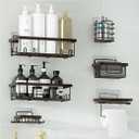 Veluckin Shower Caddy 6 Pack,Toilet Paper Holder,Soap Holder,Toothbrush Holder,No Drilling,13 in Large Capacity,Adhesive Shower Organizer for Bathroom Storage & Kitchen(Dark Brown)