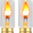 Hompavo LED Flame Bulbs (2 Pack) - 3W Flickering Fire Light with Realistic Glass Shell, E26 Base for Indoor Outdoor Holiday Decor, Porch, Home, Halloween, Christmas