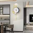 FLEBLE Large Silent Wall Clock for Living Room Decor Non-Ticking Battery Operated Oversized Round Modern Wall Clock for Bedroom, Office, Farmhouse Wall Decoration, 20x35 inches