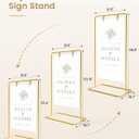Wedding Welcome Sign Stand, Welcome to our Wedding Sign Holder, Gold Easel Stand for Sign Poster With Design Bundle & Ground Stakes & Leather Sign Hanging Straps, Linen Sign Stand for Wedding Decor