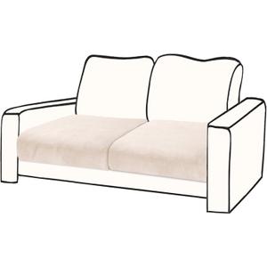 BT.WA Couch Cushion Cover Velvet 2 Pieces Seat Cushion Cover Stretch LoveSeat Couch Covers Separate Sectional Sofa Slipcovers Furniture Protector (2-Seater or Backrest, Beige)