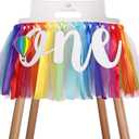 6 x Hot Air Balloon Highchair Banner for Baby - Party Theme Pull Flag, High Chair Fabric Garland, 1st First Birthday Banner, Photo Props, Handmade