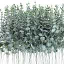 MAQUITA 100 Pcs Eucalyptus Stems Faux Greenery Artificial Eucalyptus Leaves Decor Greenery Stems Branch for Wedding Centerpiece Flower Bouquet Farmhouse Home
