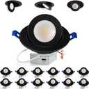 Adetu Recessed Lighting 6 inch, 360+90 Adjustable Directional 6 inch 5CCT Gimbal Black Led Recessed Lighting, 2700K-5000K Dimmable Retrofit Eyeball Can Recessed Lights with Jbox, ETBlack-12 Pack
