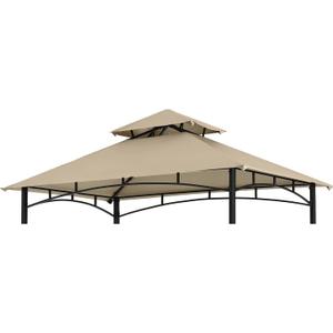 COOSHADE Grill Gazebo Replacement Canopy Roof Outdoor Double Tiered Barbecue Gazebo Top Cover Fit for Model L-GG001PST-F (Beige)