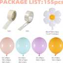 Daisy Balloon Garland Kit - 155pcs White Groovy Daisy Flower Macaron Pastel Balloons Garland for Boho Two Groovy Girls Birthday Baby Shower Flower Decor