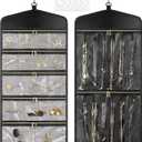 CHICECO Travel Jewelry Holder Organizer,Hanging Jewelry Organizer Storage with Zippered Pockets for Cloest,Jewelry Holder for Earrings, Necklaces (Grey Black)