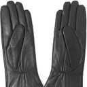 YISEVEN Womens Sheepskin Leather Gloves with Floral Embroidery and Animal Print (6.5"/S, Black - Small Spot)